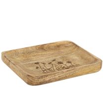 Product Decorative tray wood with floral pattern mango wood 20×15.5cm
