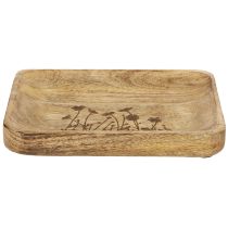 Product Decorative wooden tray with floral pattern, mango wood, 20×15.5cm