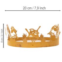 Product Decorative tray, table decoration with birds, spring decoration, rusted metal, Ø20cm H8.5cm