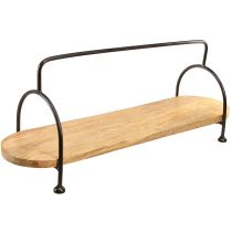 Product Decorative tray elongated oval wooden tray with handle 70cm