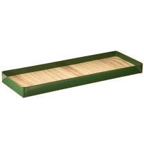 Product Decorative tray rectangular green metal wooden base 41×14cm