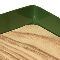 Product Decorative tray rectangular green metal wooden base 41×14cm