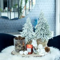Decorative fir tree with snow, advent decoration, fir tree in a pot H37cm