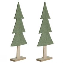 Product Decoration Christmas tree felt green with heart stars H52cm 2pcs