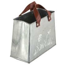 Product Decorative bag, silver, white, brown, metal, plant pot, L22cm, 2 pieces