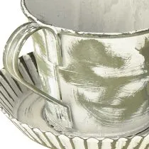 Product Decorative cup metal white washed antique Ø9cm H8cm 2pcs