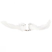 Product Decorative doves on clips, pair of doves with feathers and glitter, white, 16cm, 2 pieces