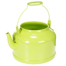 Product Decorative metal teapot, apple green - flower pot - Ø20cm H15cm - versatile garden decoration and gift idea