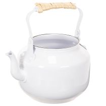 Product Decorative teapot, planter, metal, white, shabby chic, Ø8.6cm, H16cm, vintage decorative flower pot