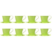 Product Decorative tea cup metal with plate light green Ø12 H10cm 8 pcs