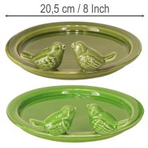 Product Decorative plate bird bath table decoration ceramic green Ø20.5cm 2pcs