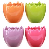 Product Decorative planter Easter colorful Easter eggs ceramic Ø11cm 4 pcs