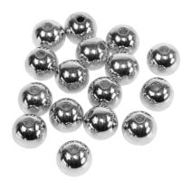 Decorative pearls silver metallic 14mm 35pcs