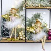 Product Decorative ballerina angel pink, golden Ø11.5 H15cm 2pcs