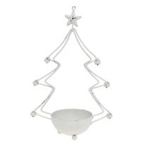 Decorative tree with bowl for tealight white 25cm 2pcs