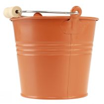 Product Decorative bucket metal planter orange brown Ø16cm H14.5cm 1.6L
