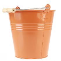 Product Decorative bucket metal planter orange brown Ø22cm H21.5cm 6L
