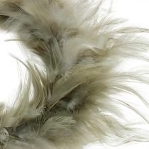 Decorative feather wreath gray Ø10.5cm Easter decoration real feathers