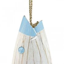 Deco fish wood Wooden fish to hang light blue H57.5cm