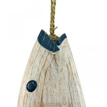 Deco fish wood Wooden fish to hang up Dark blue H57.5cm