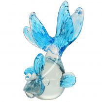 Decorative fish made of clear glass, blue 15cm