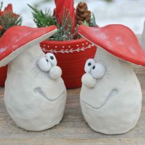 Mushrooms to decorate, New Year&#39;s Eve decoration, forest mushrooms, concrete decoration red, white H10cm W12.5cm 2pcs