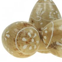 Wooden eggs, decorative eggs, Easter eggs made of mango wood 8×5cm 6pcs