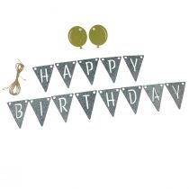 Product Decorative birthday pennant chain garland made of felt gray green 300cm