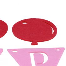 Product Decorative birthday pennant chain garland made of felt pink 300cm