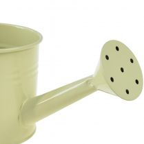 Product Decorative watering can set in pastel salmon, green, yellow-green - metal planter Ø11cm H10cm, 8 pieces