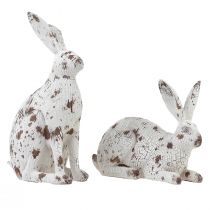 Decorative bunnies white vintage wood look Easter H14.5/24.5cm 2pcs