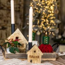 Product Decorative house wooden decorative candle holder black 10.5×3.5×13cm