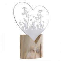 Decorative heart standee metal wood white spring decoration H31cm
