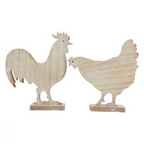 Product Decorative chicken table decoration Easter wooden decoration vintage 19cm set of 2