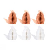 Product Decorative Chicken Rooster Honeycomb Paper White Orange 7.5×4.5×8cm 6pcs
