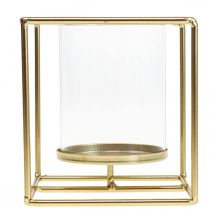 Product Decorative Candle Holder Gold Metal Lantern Glass 12×12×13cm