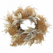 Decorative wreath pampas grass artificial cream, brown door wreath Ø60cm