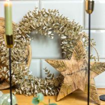 Decorative wreath artificial eucalyptus golden, snow-covered Ø36cm
