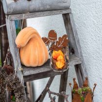 Decorative pumpkin curved orange flocked Artificial decorative pumpkin 18cm