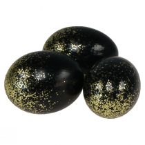 Product Decorative Easter eggs real goose egg black with gold glitter H7.5–8.5cm 10 pieces