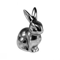 Product Decorative Easter Bunny Silver Easter Decoration Bunny Sitting H9cm 4pcs