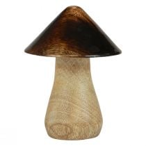 Decorative mushroom wooden mushroom natural brown gloss effect Ø7.5cm H10cm