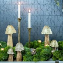Decorative mushroom metal wood golden, natural decorative display 13.5cm