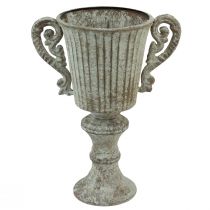 Decorative Cup Chalice Metal Antique Brown White Ø12cm H26cm