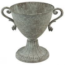 Decorative trophy with handle metal brown white Ø15cm H19.5cm