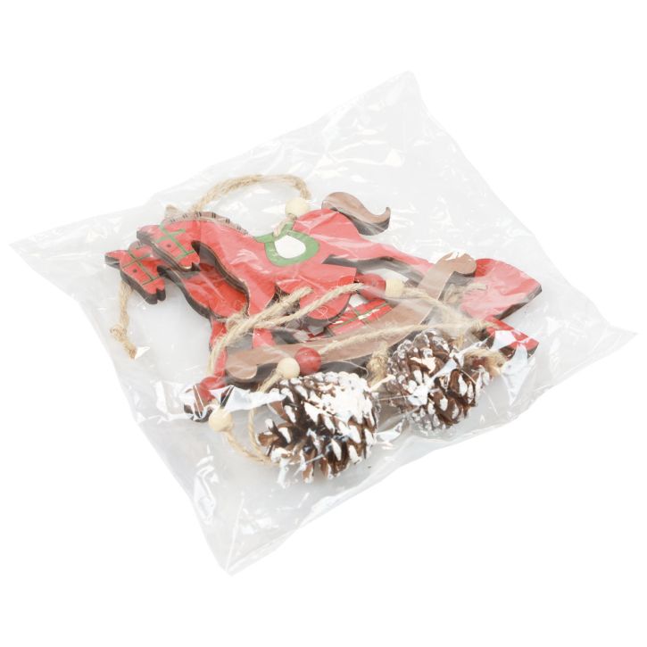 Product Decorative Rocking Horse Wooden Hanging Decoration Christmas Red 37cm 2pcs