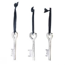 Product Decorative key silver decorative hanger metal 6x11cm 3pcs