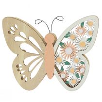 Product Decorative butterfly wood flowers 15x12cm natural/colorful 3pcs