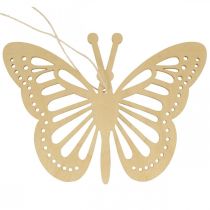 Deco butterflies deco hanger beige/pink/yellow 12cm 12pcs