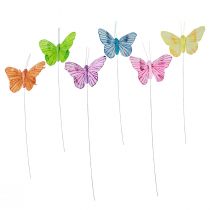 Product Decorative butterflies on wire colorful feathers 5.5×8cm 12pcs